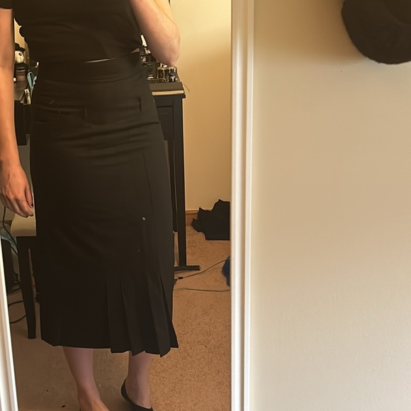 Eacada vintage wool black pleated midi pencil skirt. Sz36 - Picture 7 of 10